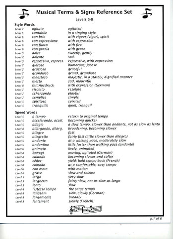 NEW Musical Terms & Signs Reference Set